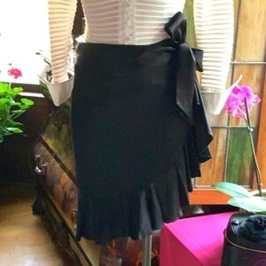 SOLD - RED Valentino Black Satin Skirt - Size: 6 IT42